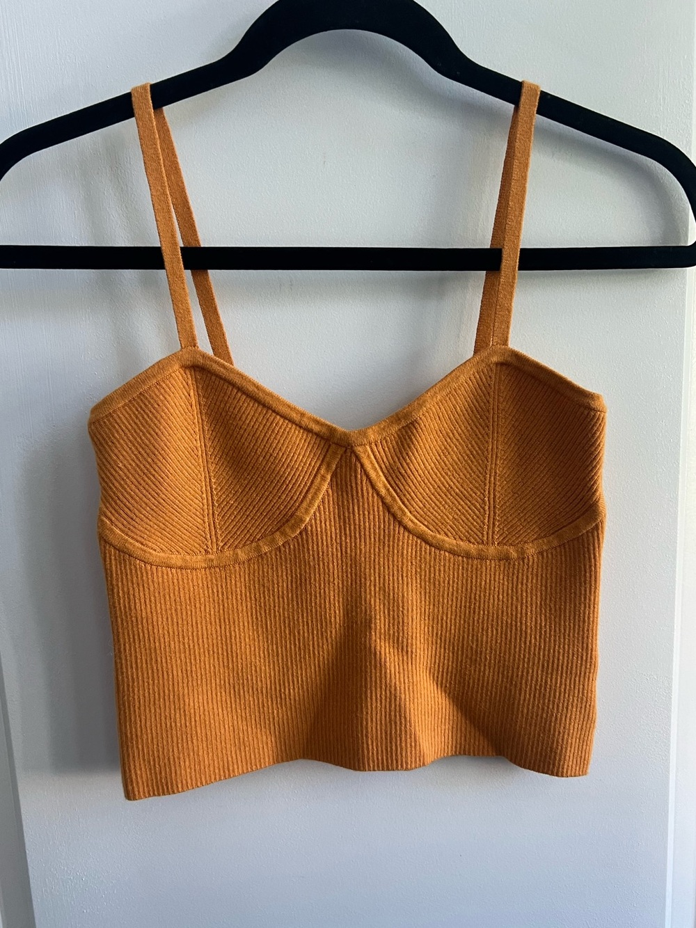 Madewell Ribbed Bustier Crop Top - Mustard